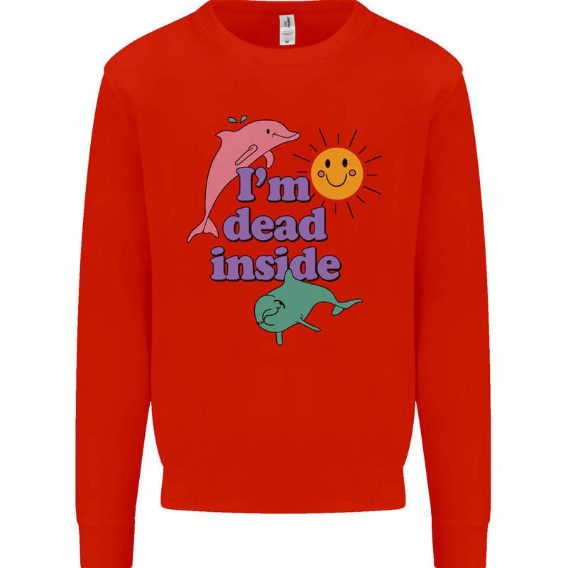 I'm Dead Inside Dolphins Sunrise Mens Sweatshirt Jumper Bright Red