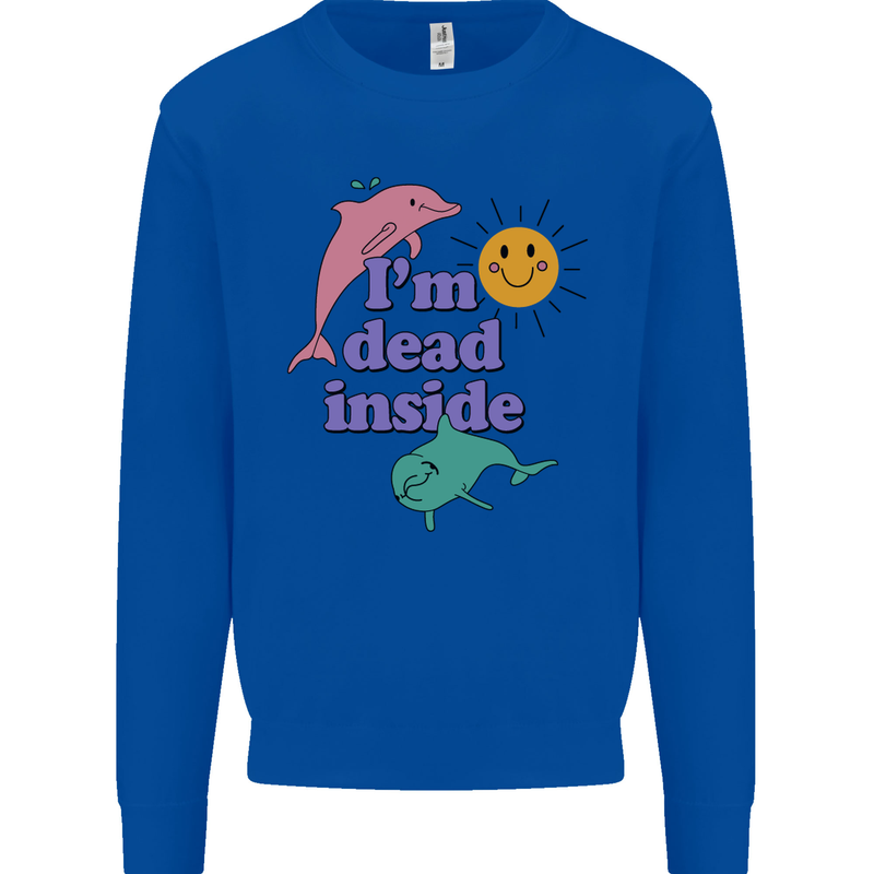 I'm Dead Inside Dolphins Sunrise Mens Sweatshirt Jumper Royal Blue