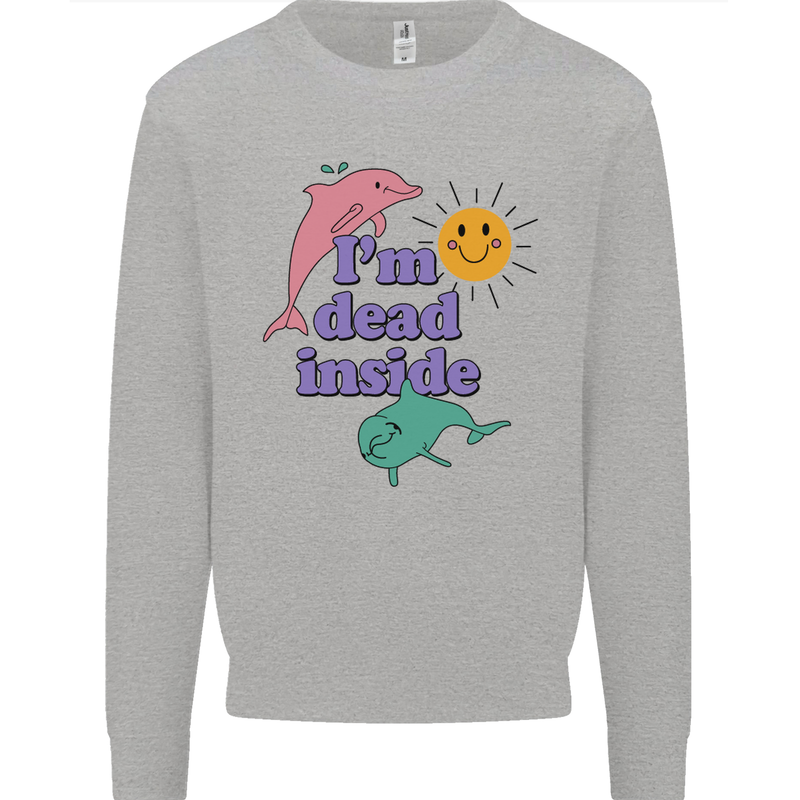 I'm Dead Inside Dolphins Sunrise Mens Sweatshirt Jumper Sports Grey