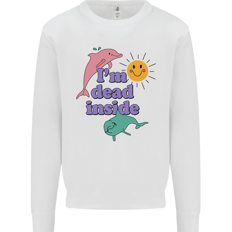 I'm Dead Inside Dolphins Sunrise Mens Sweatshirt Jumper White
