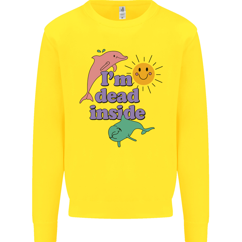 I'm Dead Inside Dolphins Sunrise Mens Sweatshirt Jumper Yellow
