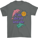 I'm Dead Inside Dolphins Sunrise Mens T-Shirt Cotton Gildan Charcoal