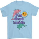 I'm Dead Inside Dolphins Sunrise Mens T-Shirt Cotton Gildan Light Blue