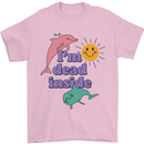 I'm Dead Inside Dolphins Sunrise Mens T-Shirt Cotton Gildan Light Pink