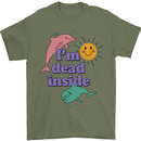 I'm Dead Inside Dolphins Sunrise Mens T-Shirt Cotton Gildan Military Green