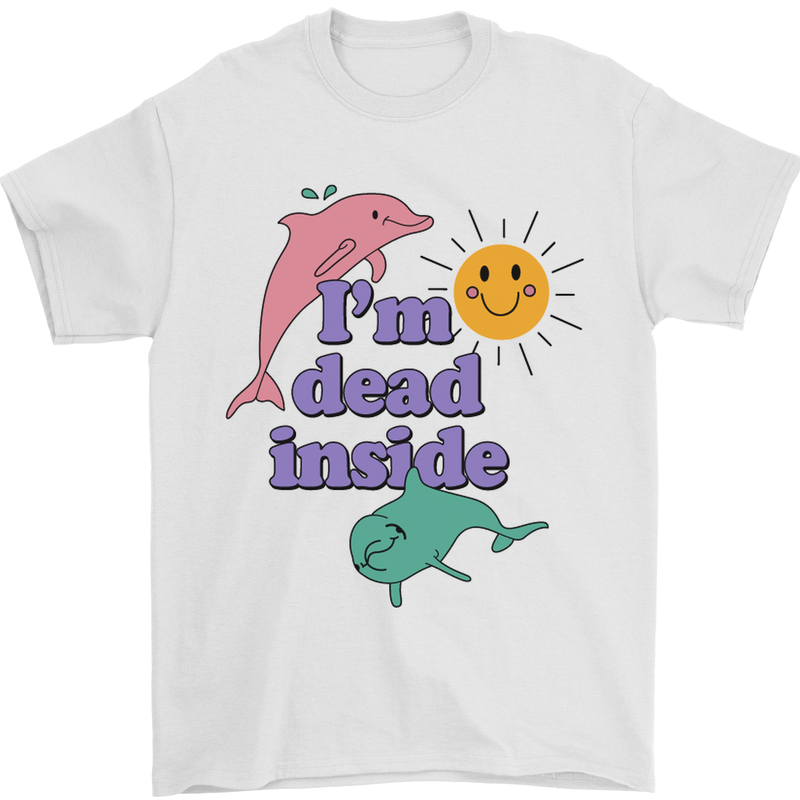 I'm Dead Inside Dolphins Sunrise Mens T-Shirt Cotton Gildan White