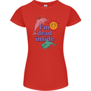 I'm Dead Inside Dolphins Sunrise Womens Petite Cut T-Shirt Red