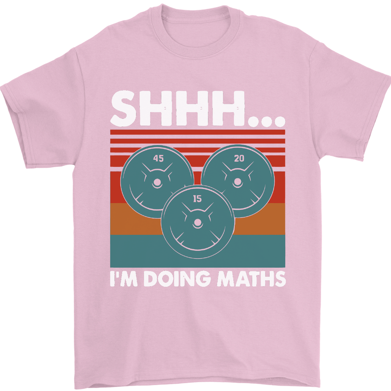 I'm Doing Maths Funny Gym Bodybuilding Mens T-Shirt Cotton Gildan Light Pink