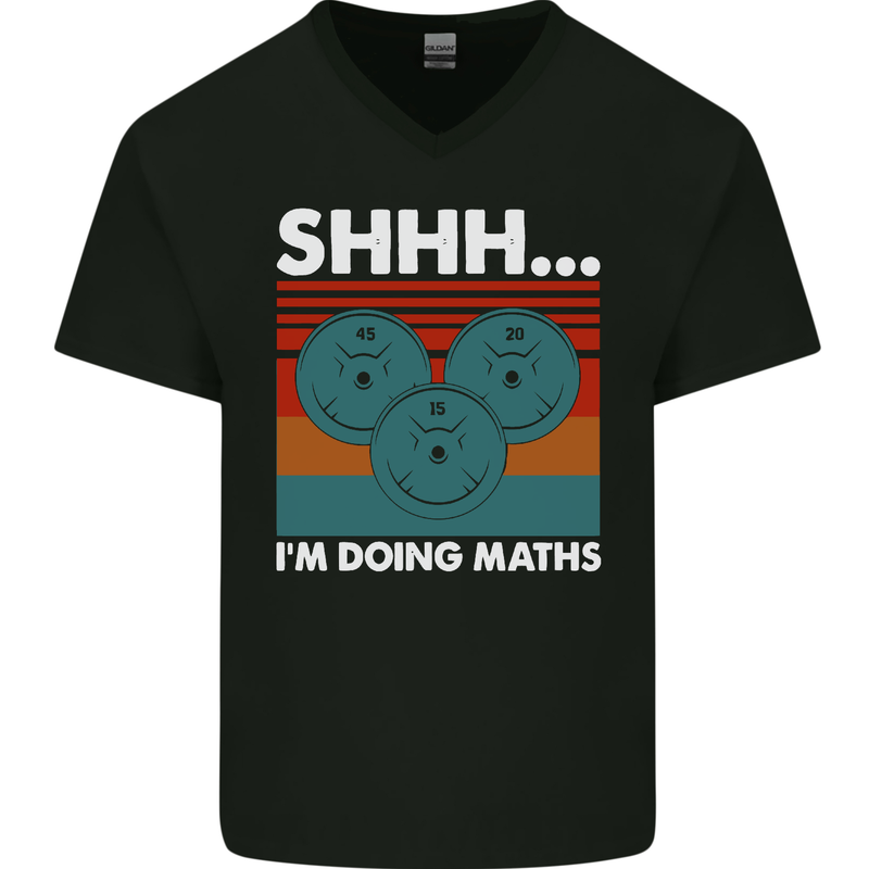 I'm Doing Maths Funny Gym Bodybuilding Mens V-Neck Cotton T-Shirt Black