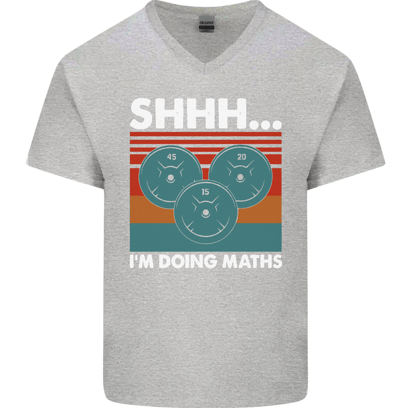 I'm Doing Maths Funny Gym Bodybuilding Mens V-Neck Cotton T-Shirt Sports Grey