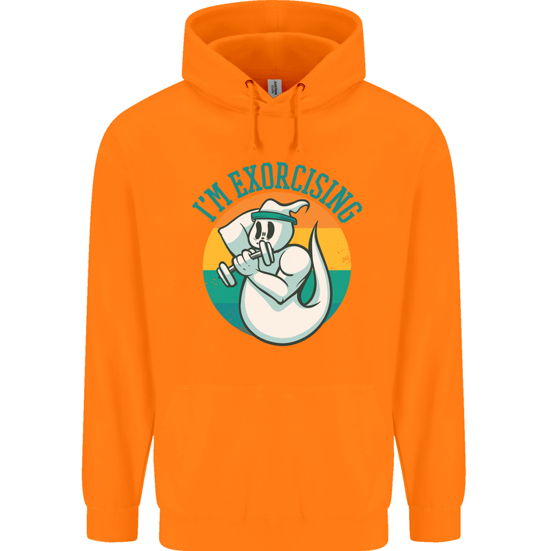 I'm Exorcising Funny Halloween Gym Fitness Childrens Kids Hoodie Orange