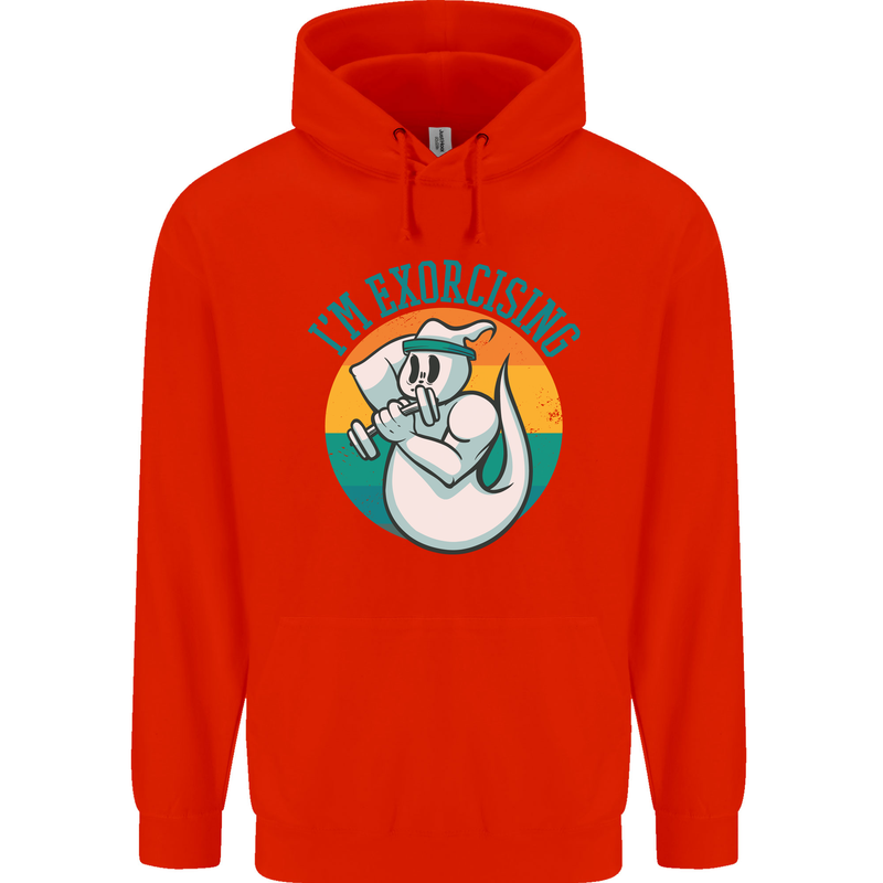 I'm Exorcising Funny Halloween Gym Fitness Mens 80% Cotton Hoodie Bright Red