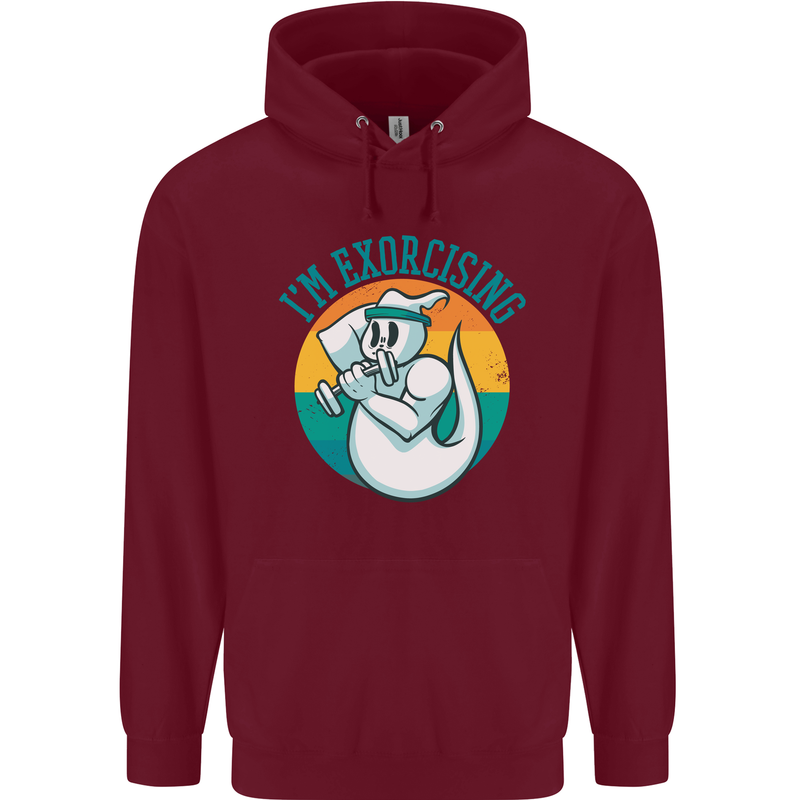I'm Exorcising Funny Halloween Gym Fitness Mens 80% Cotton Hoodie Maroon