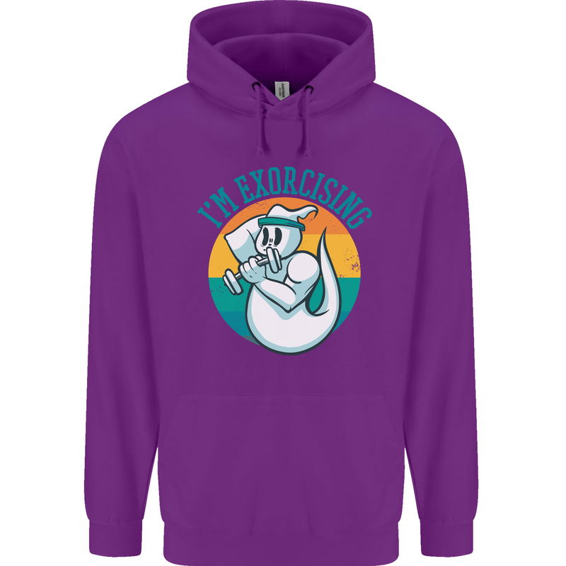 I'm Exorcising Funny Halloween Gym Fitness Mens 80% Cotton Hoodie Purple