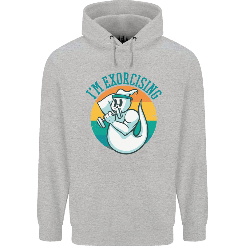 I'm Exorcising Funny Halloween Gym Fitness Mens 80% Cotton Hoodie Sports Grey