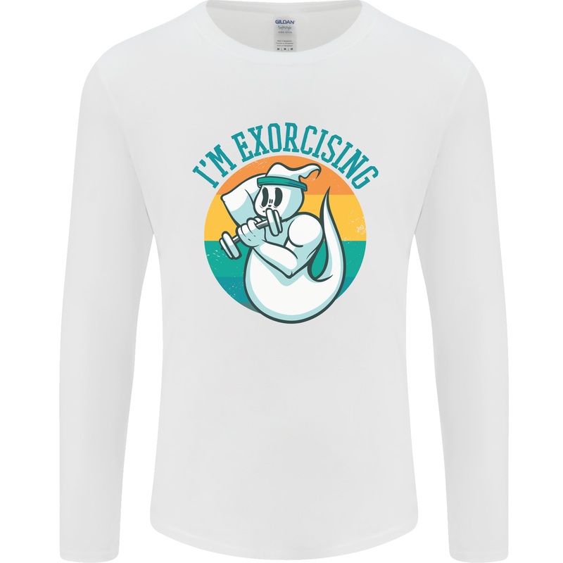 I'm Exorcising Funny Halloween Gym Fitness Mens Long Sleeve T-Shirt White