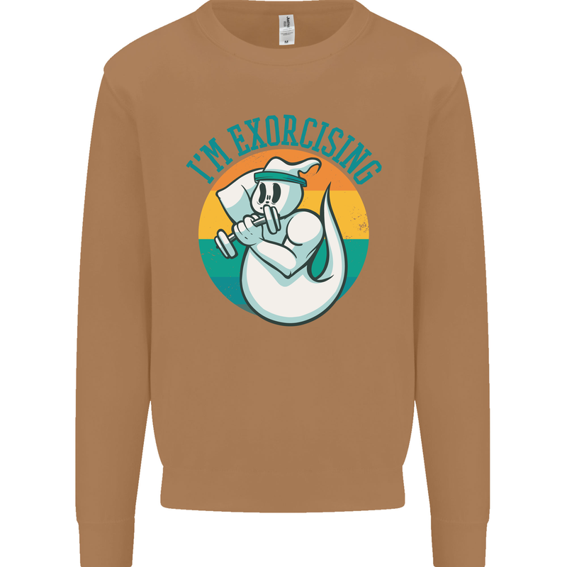 I'm Exorcising Funny Halloween Gym Fitness Mens Sweatshirt Jumper Caramel Latte
