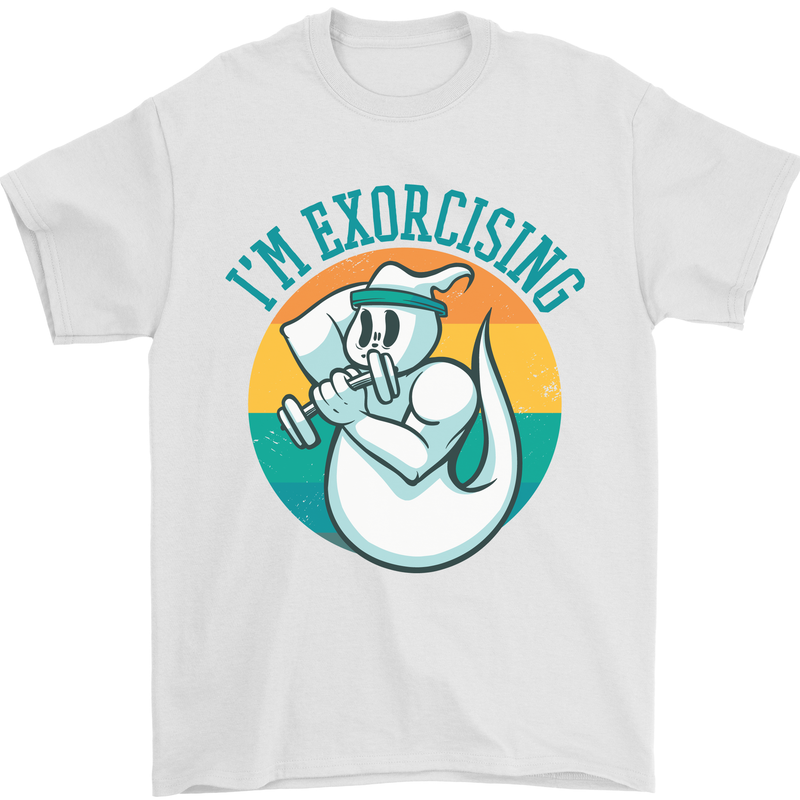 I'm Exorcising Funny Halloween Gym Fitness Mens T-Shirt Cotton Gildan White