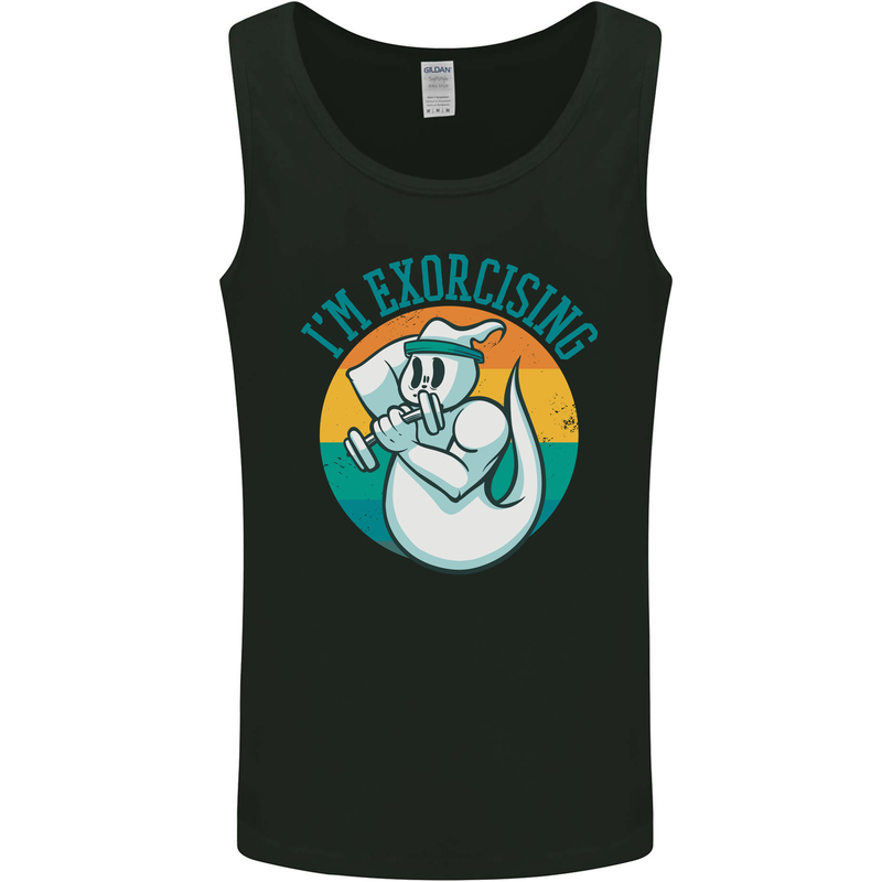 I'm Exorcising Funny Halloween Gym Fitness Mens Vest Tank Top Black