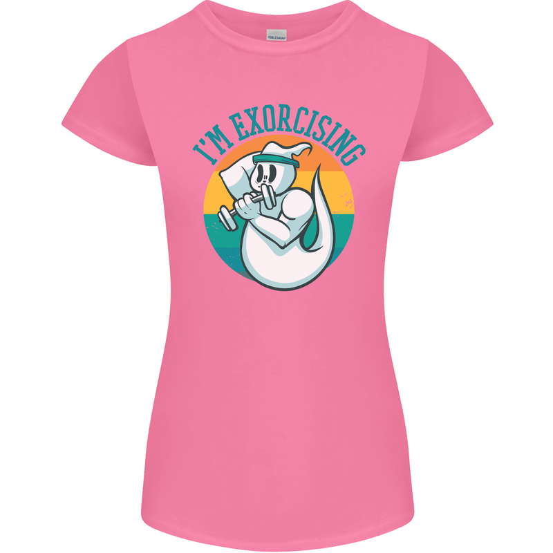 I'm Exorcising Funny Halloween Gym Fitness Womens Petite Cut T-Shirt Azalea
