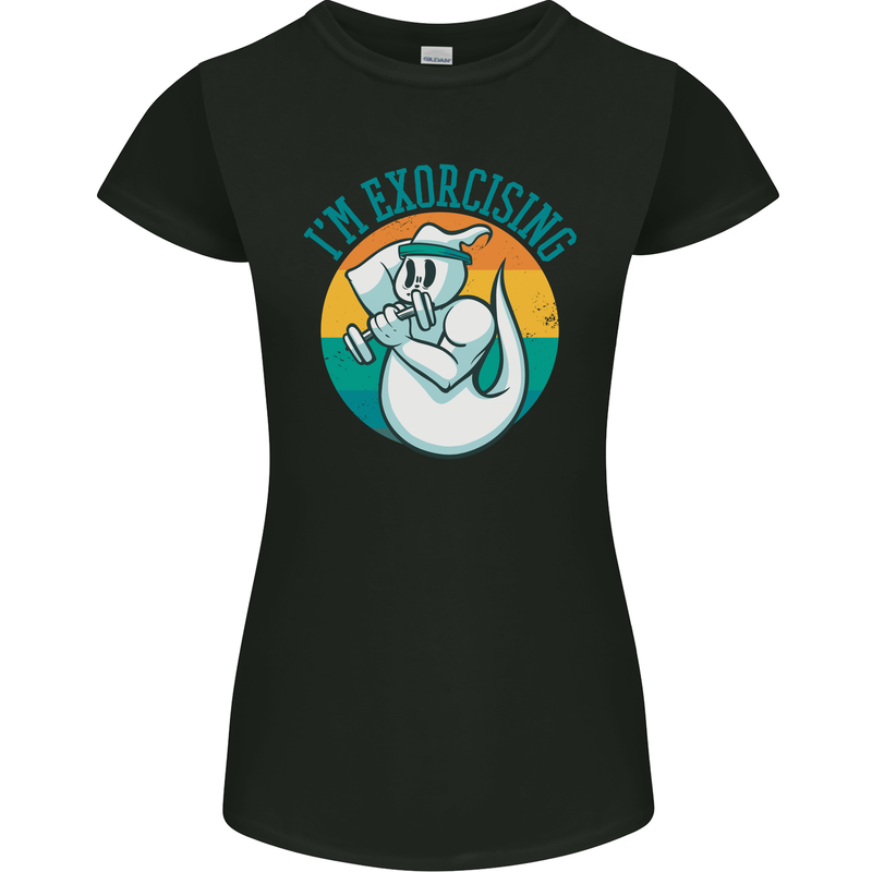 I'm Exorcising Funny Halloween Gym Fitness Womens Petite Cut T-Shirt Black