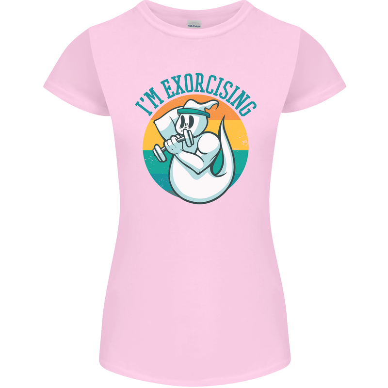 I'm Exorcising Funny Halloween Gym Fitness Womens Petite Cut T-Shirt Light Pink