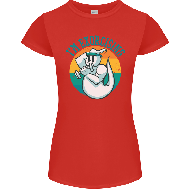 I'm Exorcising Funny Halloween Gym Fitness Womens Petite Cut T-Shirt Red