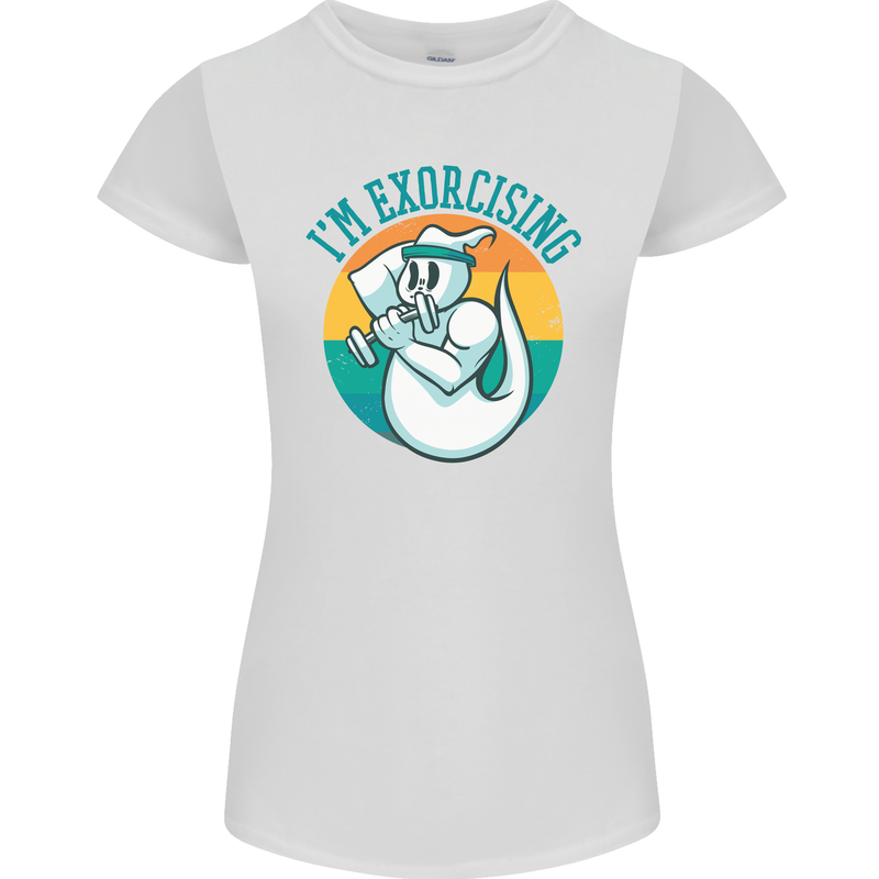 I'm Exorcising Funny Halloween Gym Fitness Womens Petite Cut T-Shirt White