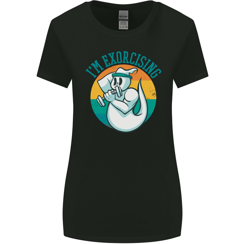 I'm Exorcising Funny Halloween Gym Fitness Womens Wider Cut T-Shirt Black