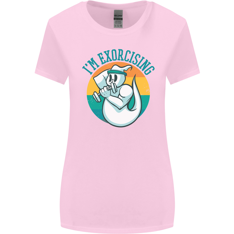 I'm Exorcising Funny Halloween Gym Fitness Womens Wider Cut T-Shirt Light Pink