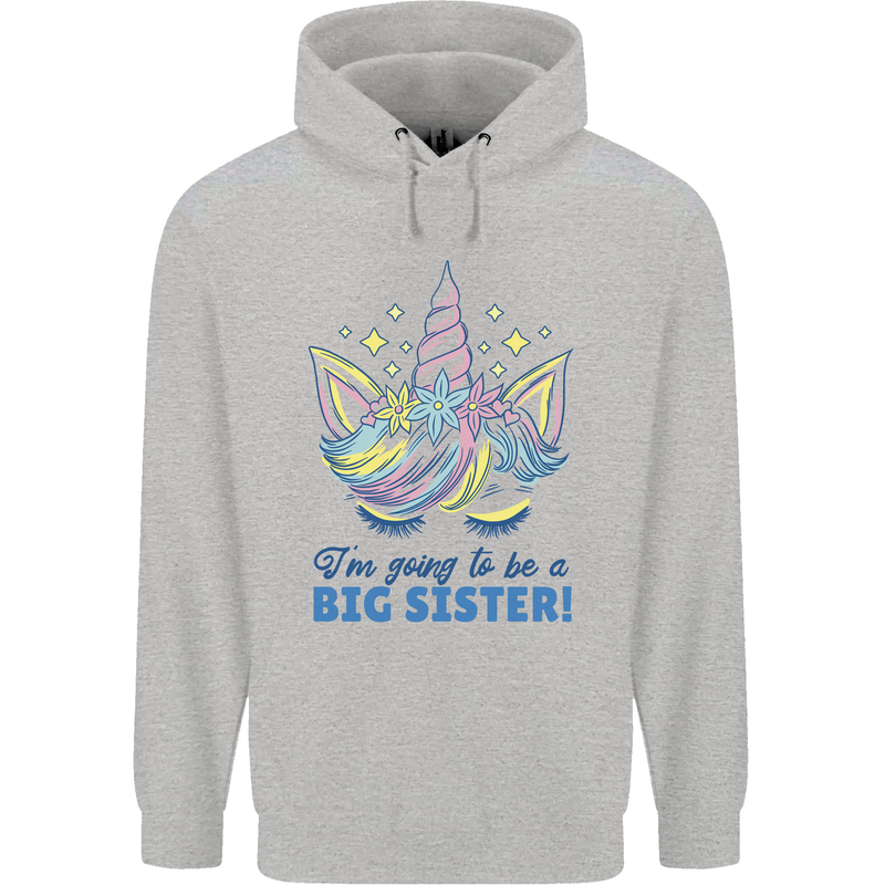 I'm Going to Be a Big Sister Unicorn Childrens Kids Hoodie Sports Grey