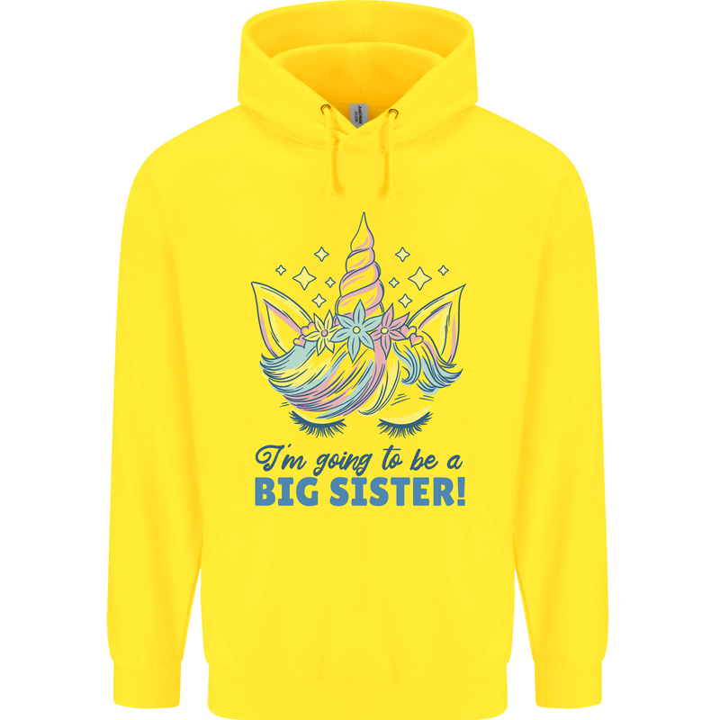 I'm Going to Be a Big Sister Unicorn Childrens Kids Hoodie Yellow
