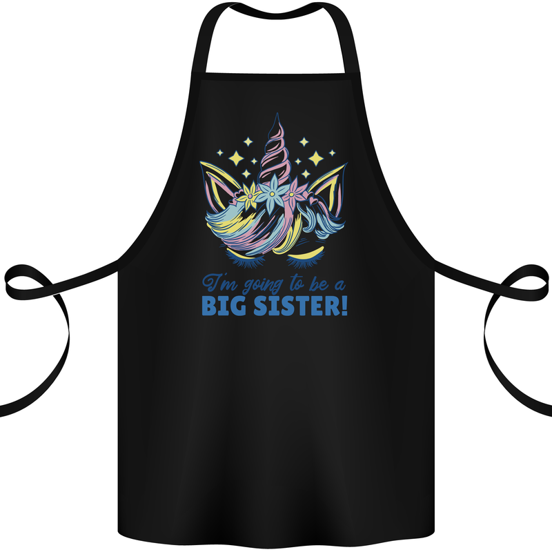 I'm Going to Be a Big Sister Unicorn Cotton Apron 100% Organic Black