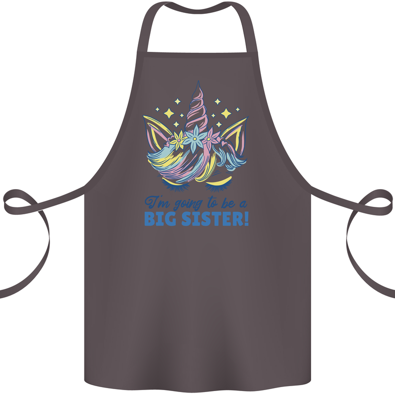I'm Going to Be a Big Sister Unicorn Cotton Apron 100% Organic Dark Grey
