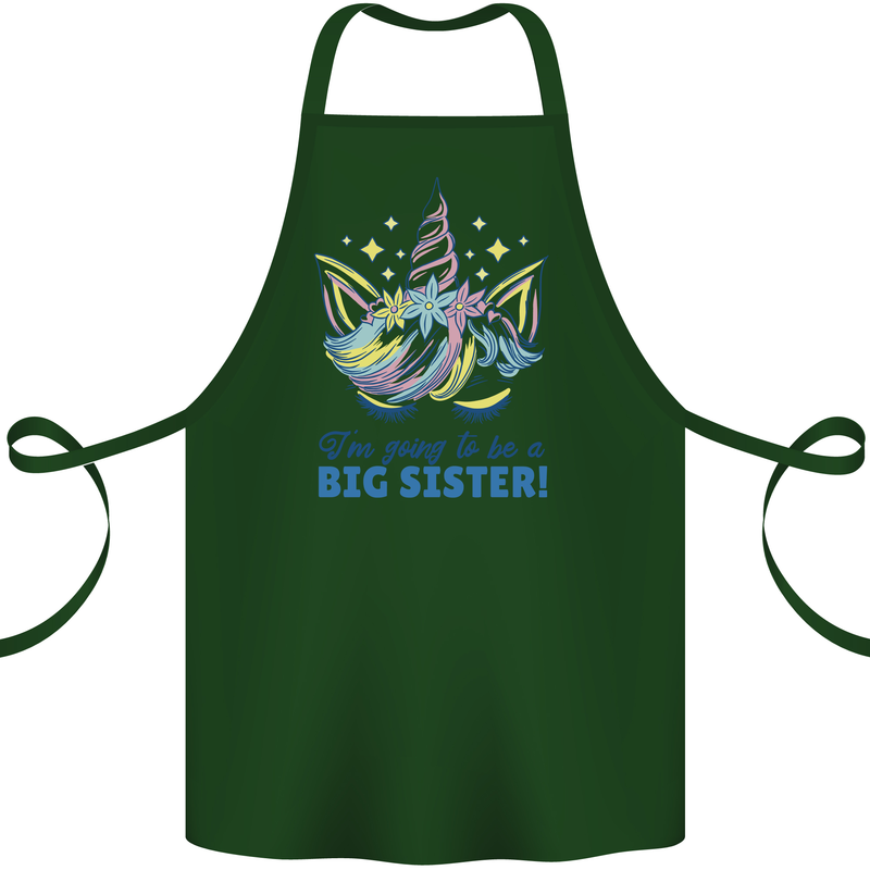 I'm Going to Be a Big Sister Unicorn Cotton Apron 100% Organic Forest Green