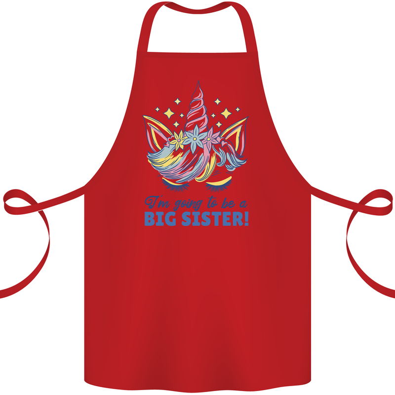 I'm Going to Be a Big Sister Unicorn Cotton Apron 100% Organic Red