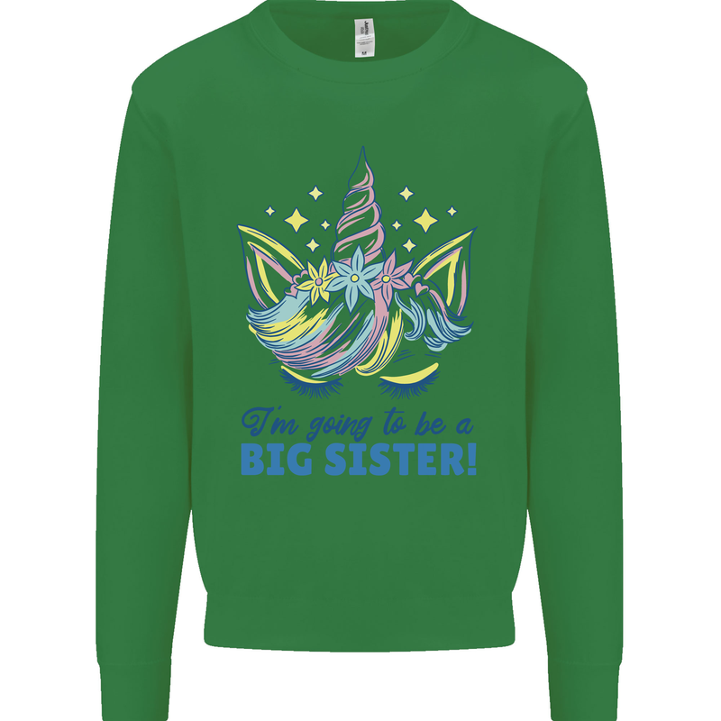 I'm Going to Be a Big Sister Unicorn Kids Sweatshirt Jumper Irish Green