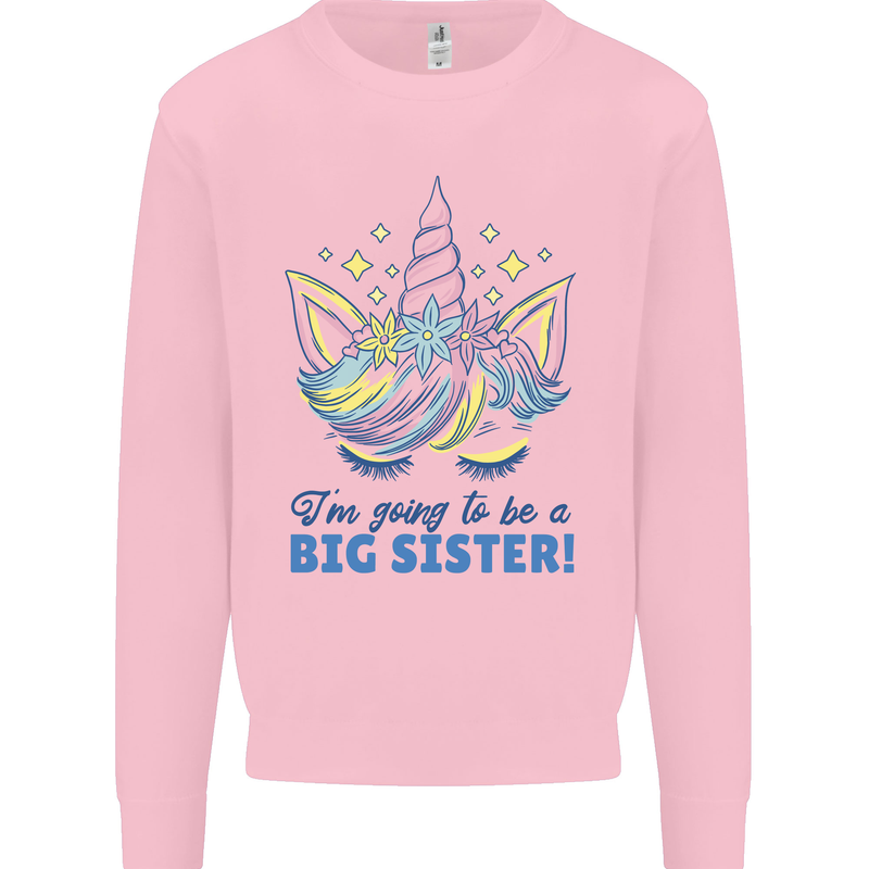 I'm Going to Be a Big Sister Unicorn Kids Sweatshirt Jumper Light Pink