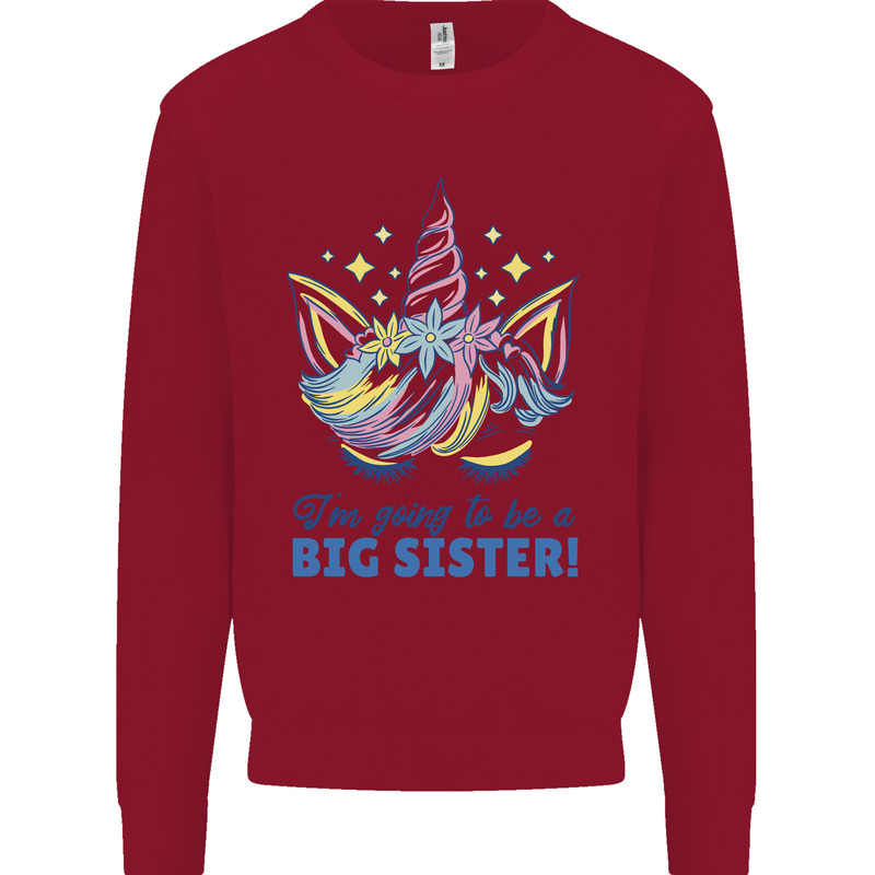 I'm Going to Be a Big Sister Unicorn Kids Sweatshirt Jumper Red