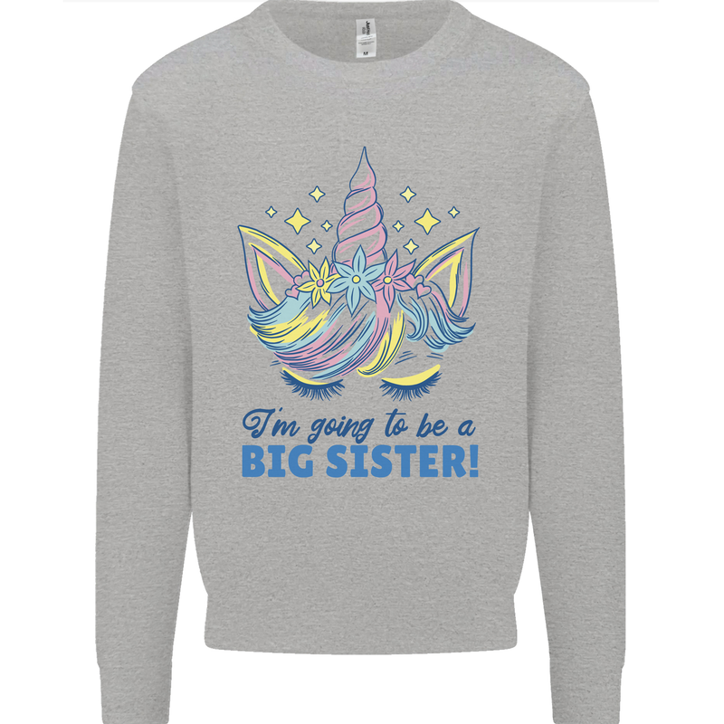 I'm Going to Be a Big Sister Unicorn Kids Sweatshirt Jumper Sports Grey