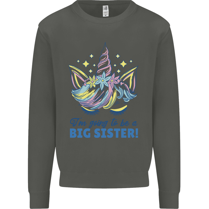 I'm Going to Be a Big Sister Unicorn Kids Sweatshirt Jumper Storm Grey
