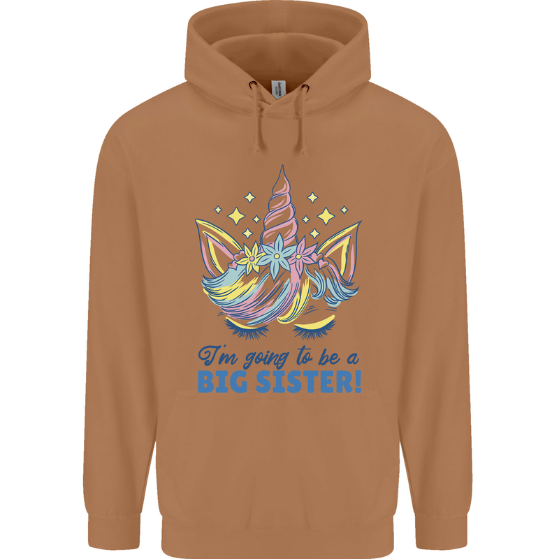 I'm Going to Be a Big Sister Unicorn Mens 80% Cotton Hoodie Caramel Latte