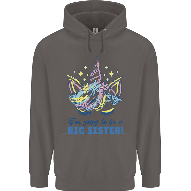 I'm Going to Be a Big Sister Unicorn Mens 80% Cotton Hoodie Charcoal