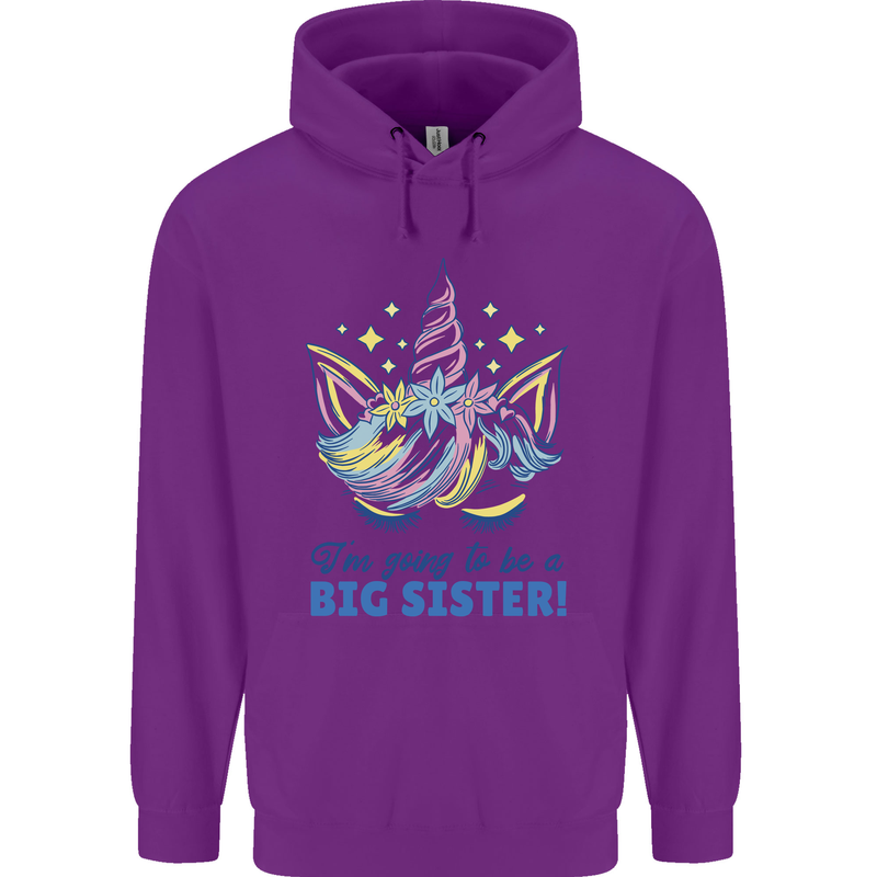 I'm Going to Be a Big Sister Unicorn Mens 80% Cotton Hoodie Purple