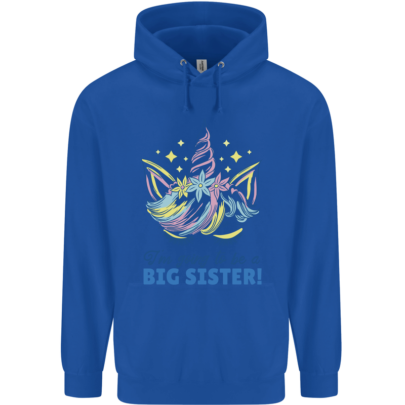 I'm Going to Be a Big Sister Unicorn Mens 80% Cotton Hoodie Royal Blue