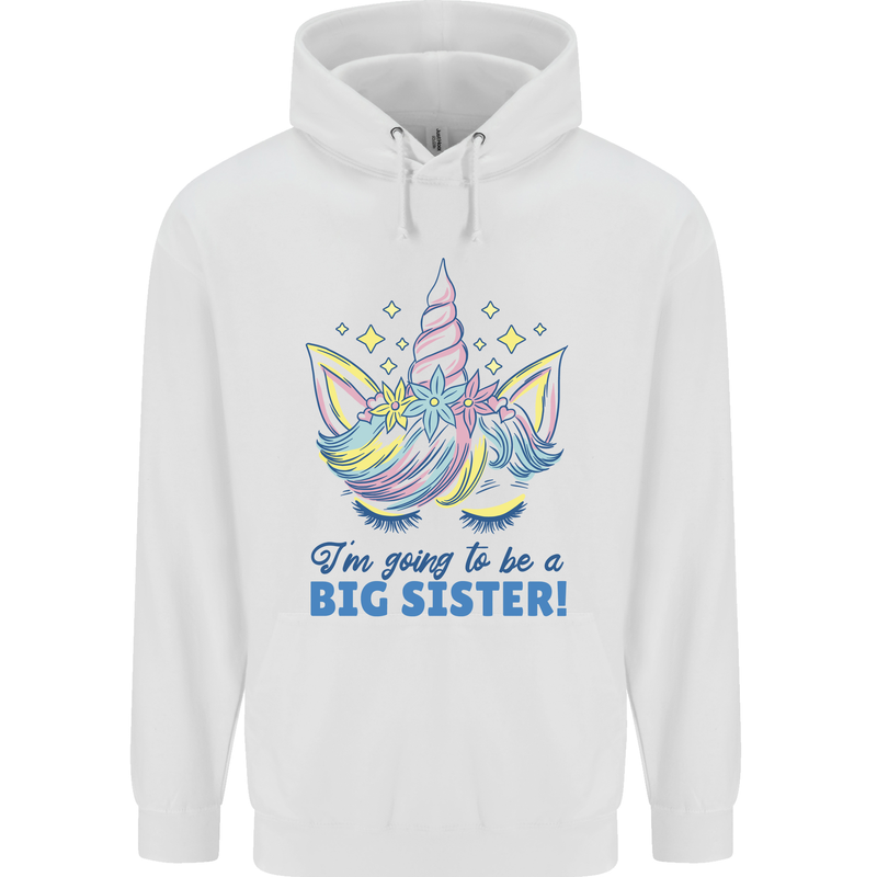 I'm Going to Be a Big Sister Unicorn Mens 80% Cotton Hoodie White