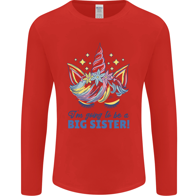 I'm Going to Be a Big Sister Unicorn Mens Long Sleeve T-Shirt Red