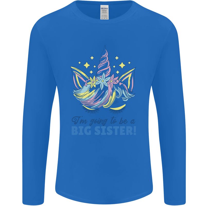 I'm Going to Be a Big Sister Unicorn Mens Long Sleeve T-Shirt Royal Blue