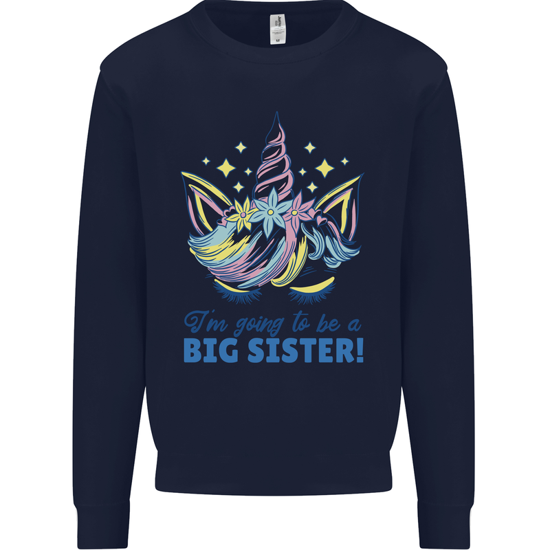 I'm Going to Be a Big Sister Unicorn Mens Sweatshirt Jumper Navy Blue