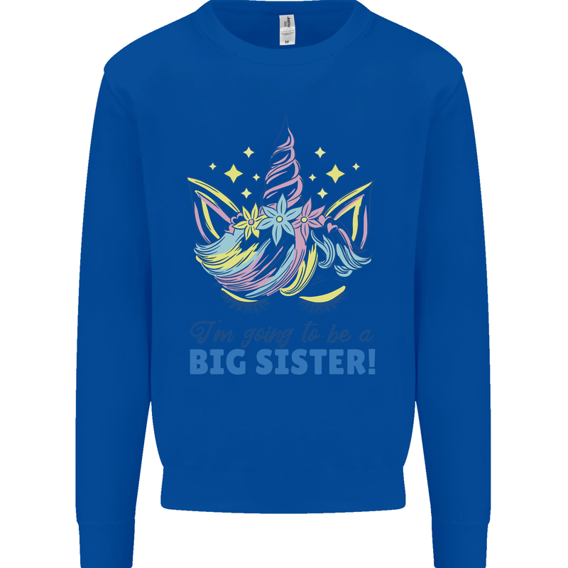 I'm Going to Be a Big Sister Unicorn Mens Sweatshirt Jumper Royal Blue
